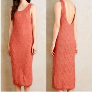 Anthropologie Callahan Cableknit Peach Sweater Dress Tank Sz S-P